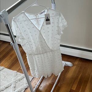 White Textured Jumpsuit by Xhilaration